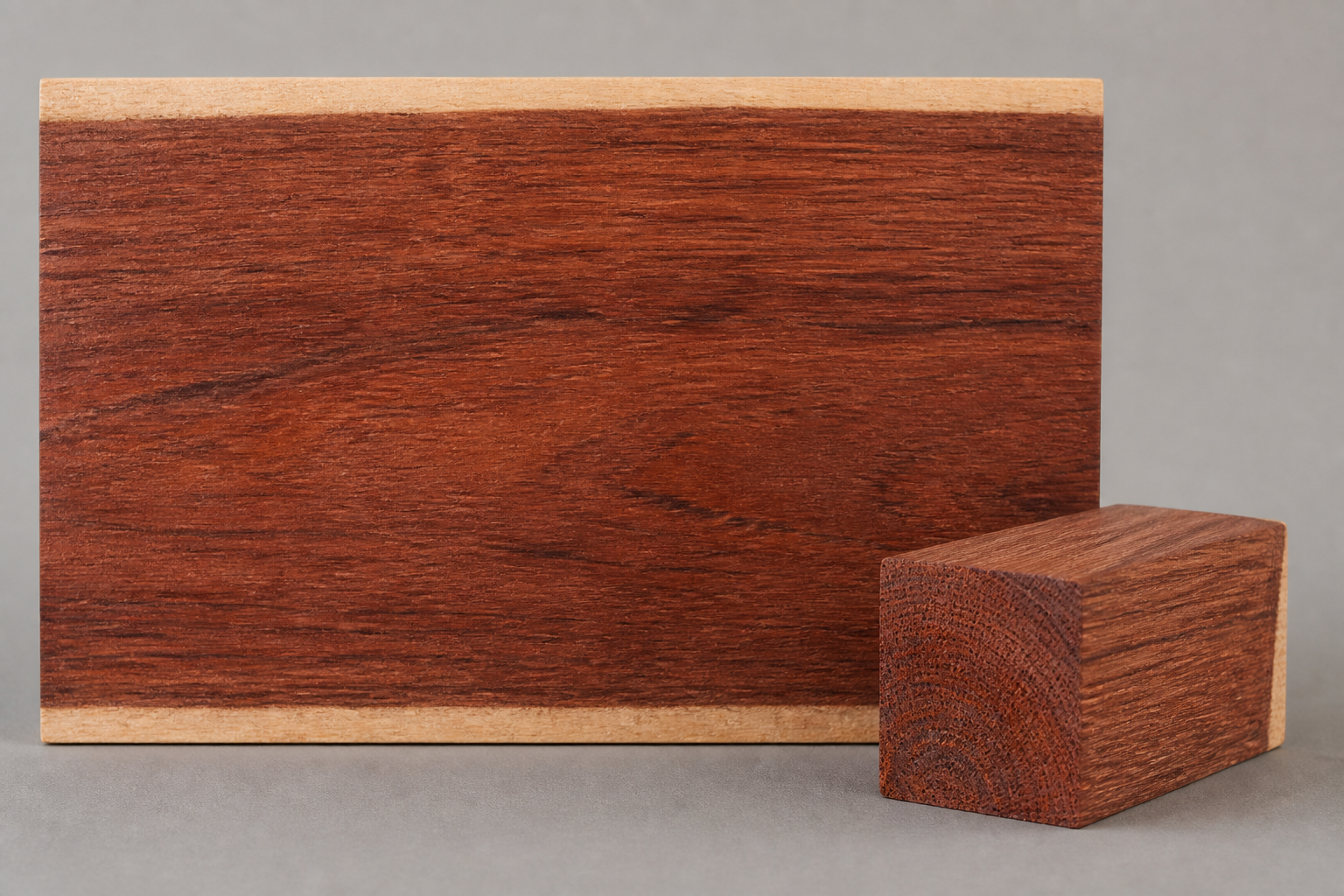 African Barwood face-grain board and end-grain sample