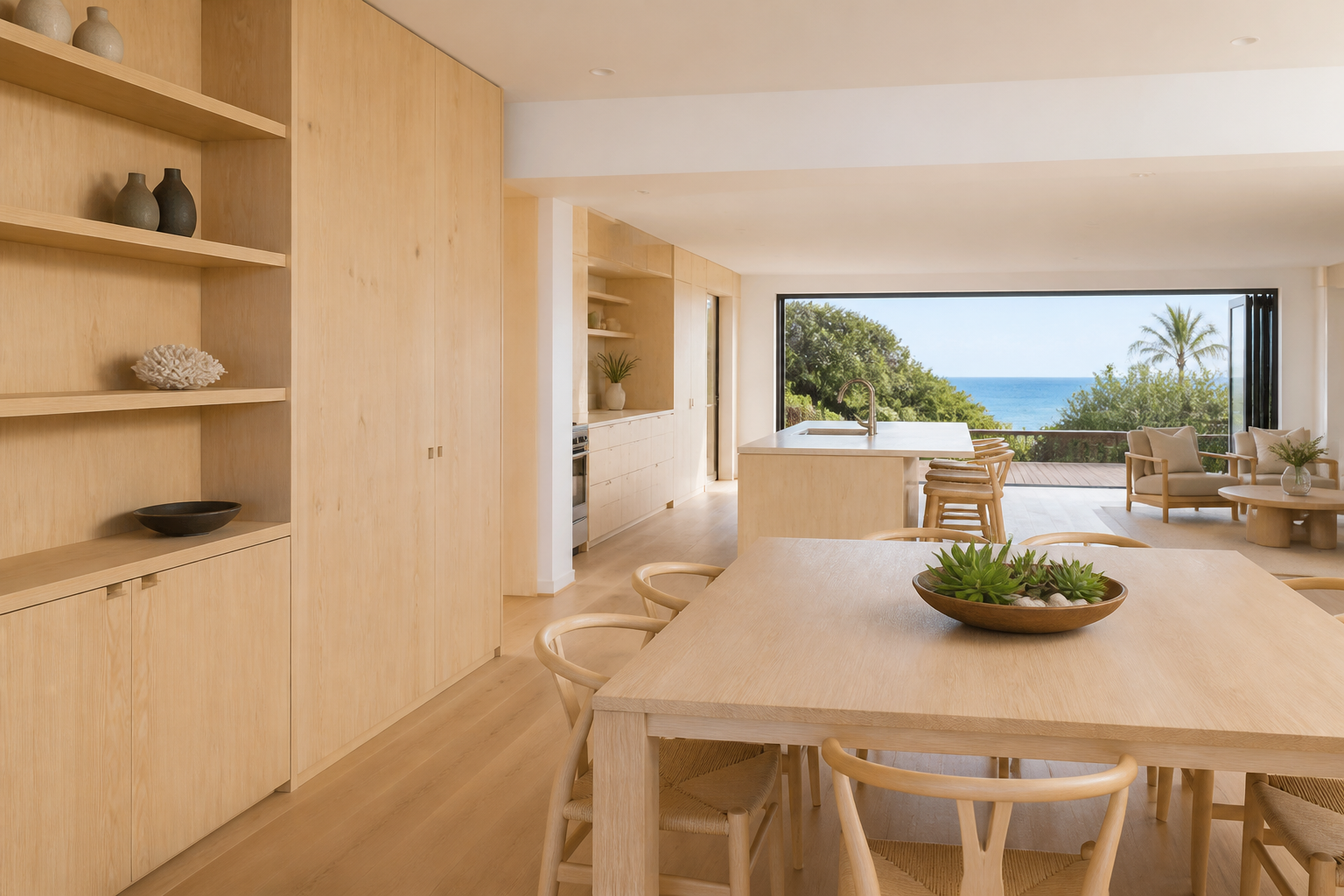 Contemporary cabinet made from pale fine-grained Cook Pine timber