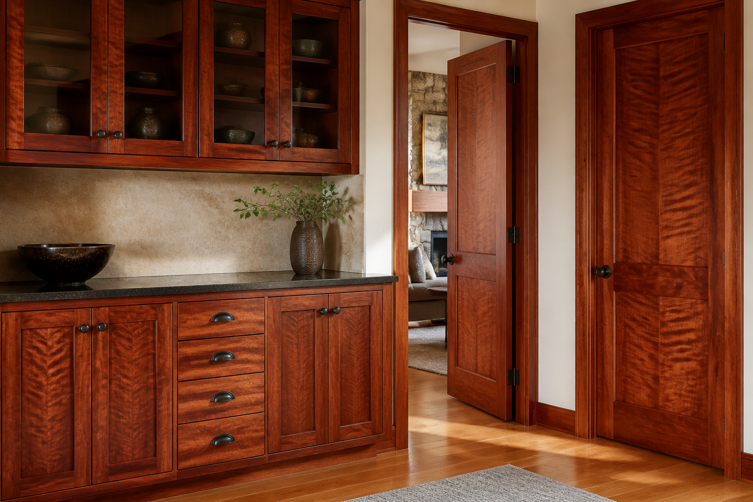 Cabinet doors made from East African Mahogany
