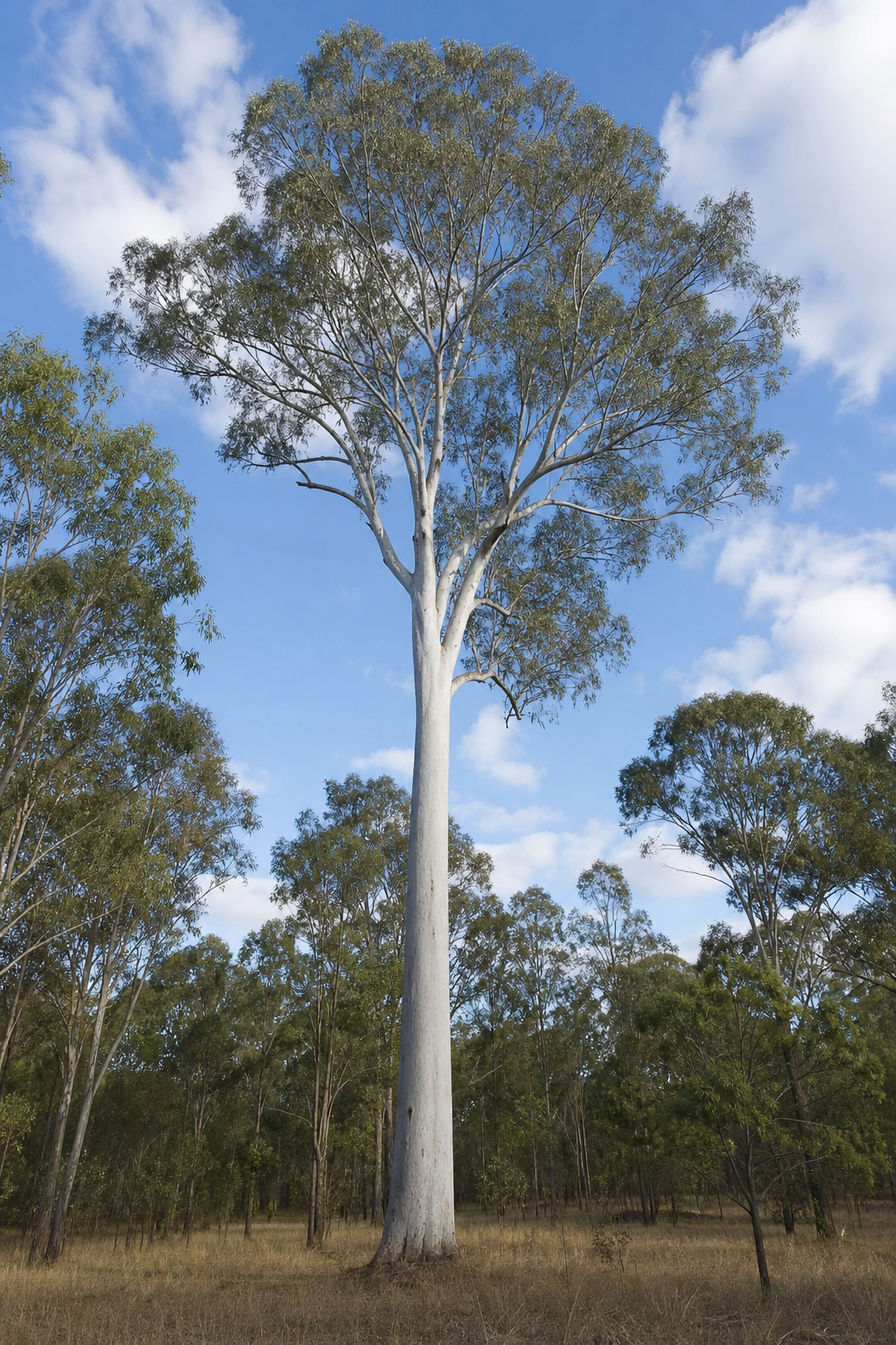 Mature Lemon-Scented Gum tree with smooth mottled bark in South Australian woodland