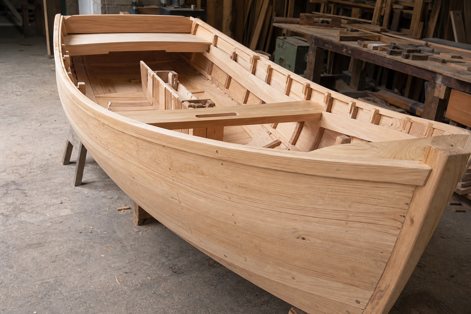 Traditional small-boat construction using pale Queensland Kauri timber