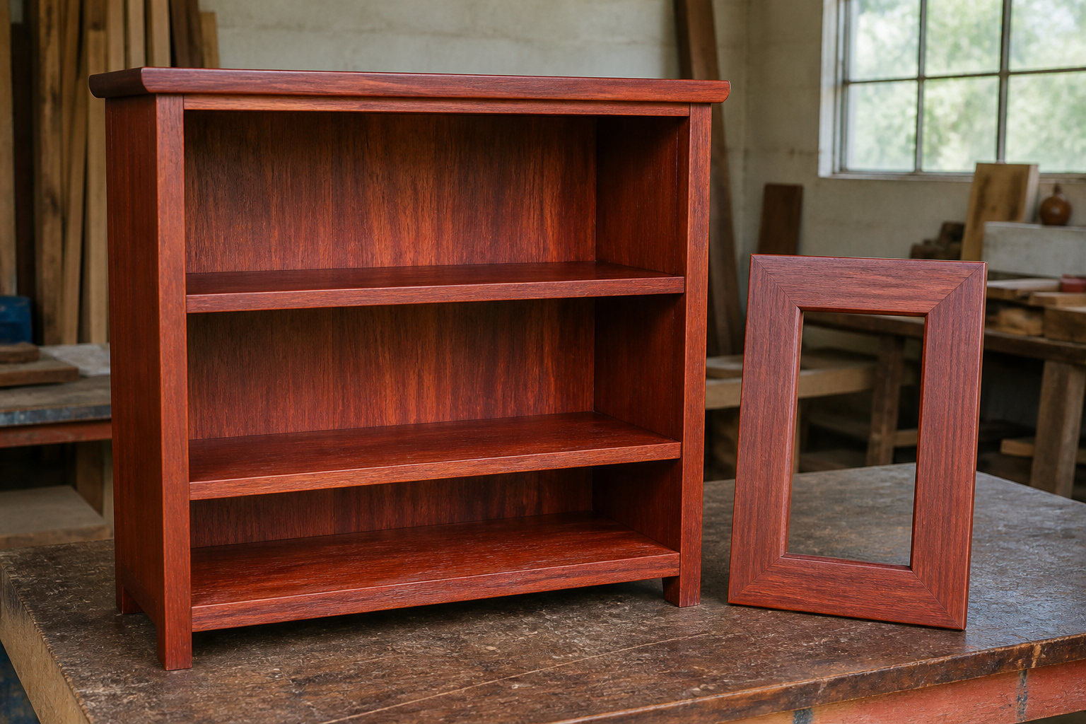 Round-Leaved Bloodwood shelf and picture frame